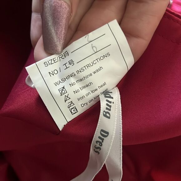 New Wedding dress Satin COWL NECK RED GOWN FRONT Split back lace up gown - Picture 9 of 13